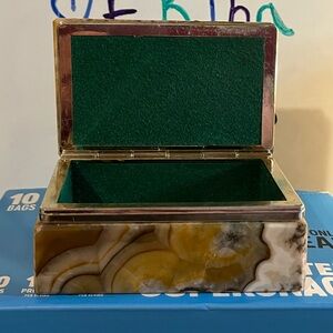 Vintage Nordstrom jewelry trinket box made in Italy marble agate stone